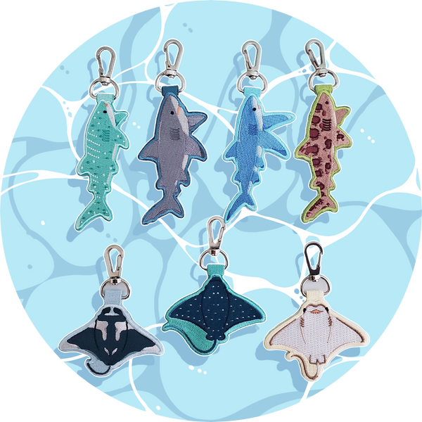 Elasmobranchs! Embroidered Keychains