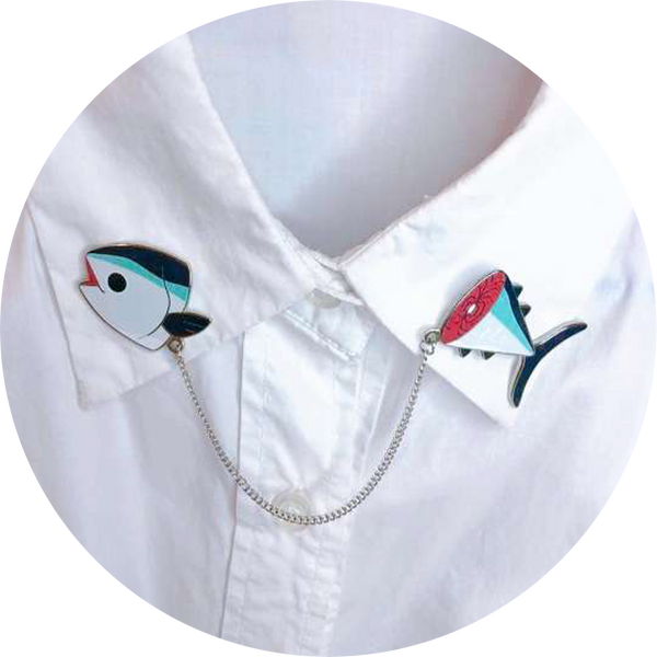 Tuna Halves Collar Pin Set