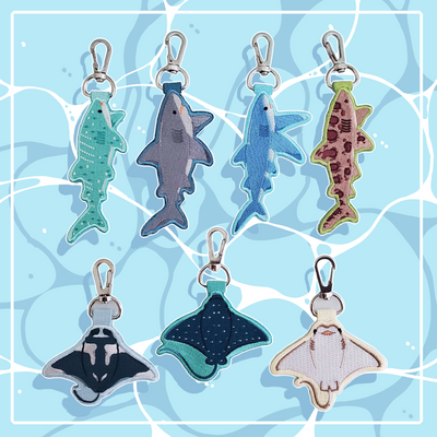 Elasmobranchs! Embroidered Keychains