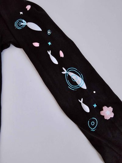 Sakura Seas Long Sleeve Black Tee