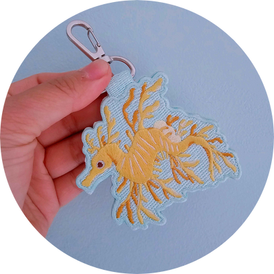 Leafy Sea Dragon Embroidered Keychain